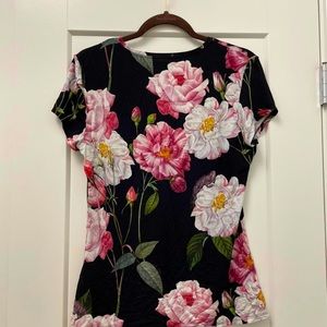 Ted Baker Floral T shirt size medium 10-12. (Ted size 3)